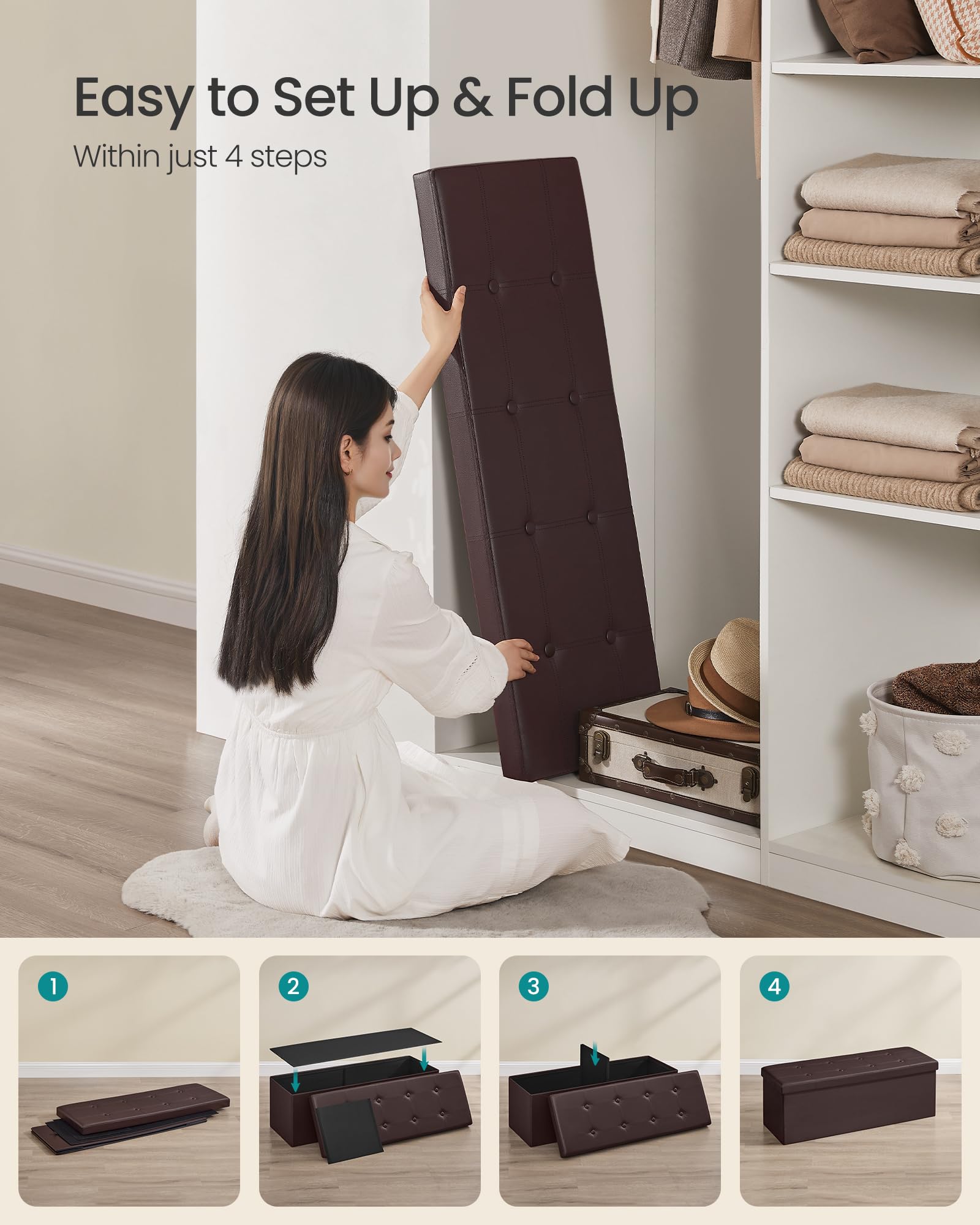 Songmics Mazie storage bench fits any room decor and organizes space