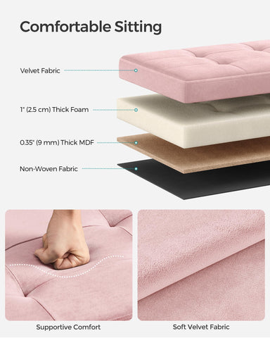 Songmics Mazie ottoman lid with metal corner guards for durability