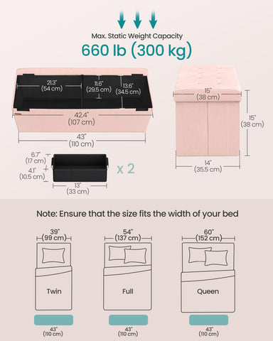 SONGMICS MAZIE lid with metal corner guards protects fabric and supports weight.