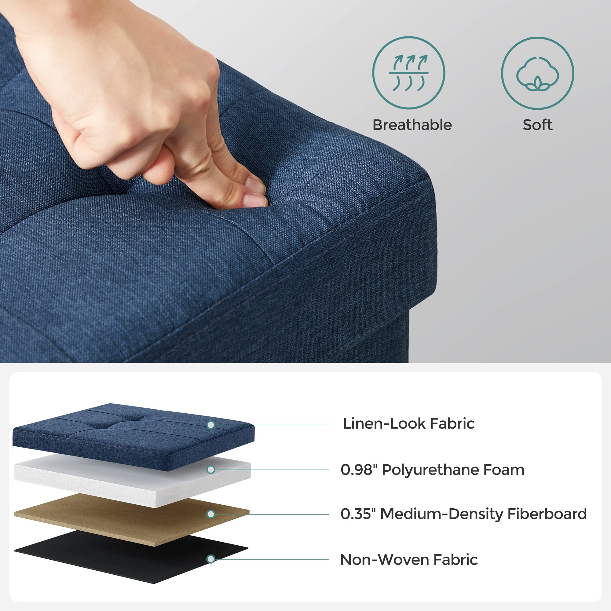 Songmics Mazie linen-look fabric detail adds chic style