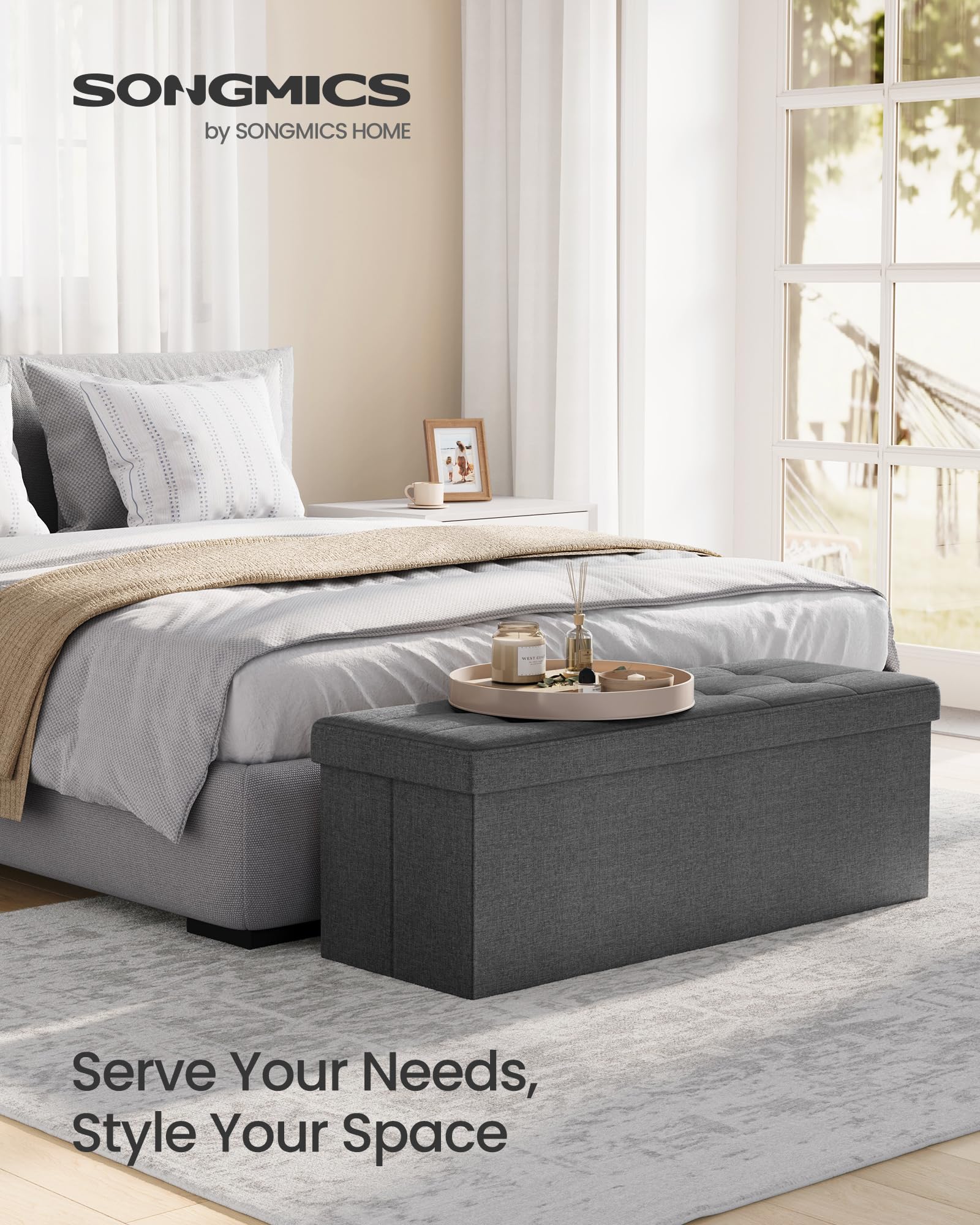 SONGMICS MAZIE linen-texture top, stylish surface for daily use.