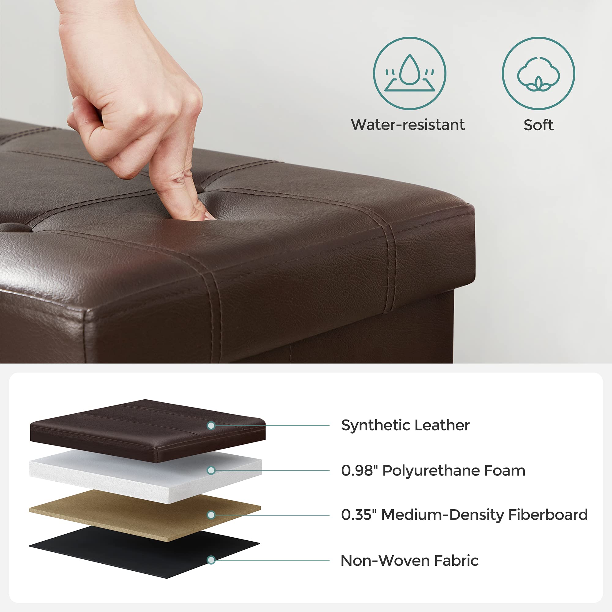 SONGMICS MAZIE supports up to 660 lb for sturdy seating.