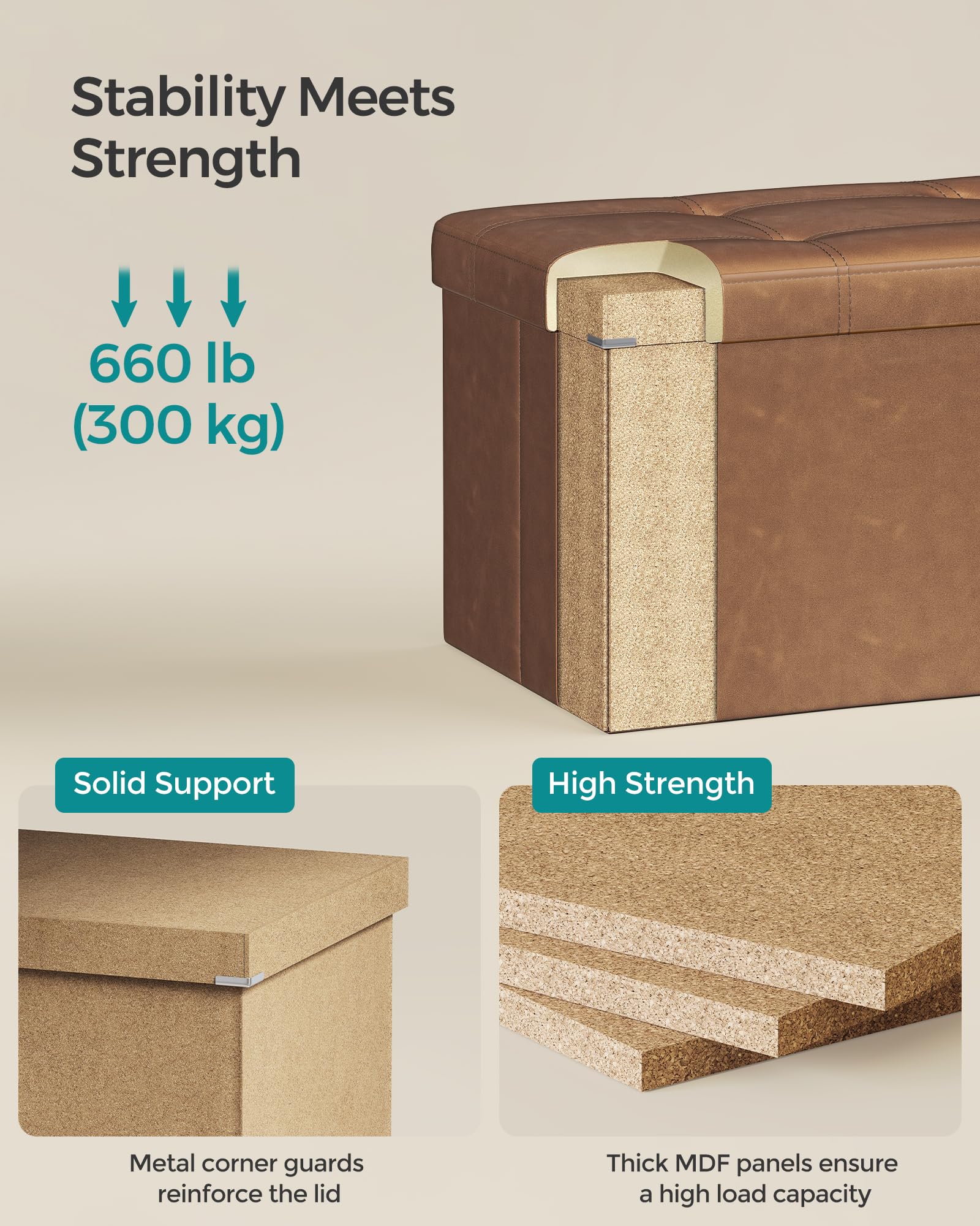 SONGMICS Mazie features sturdy metal guards for lasting durability.