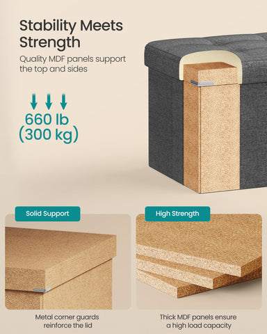 SONGMICS MAZIE metal-corner-guards lid, durable protection for family spaces.