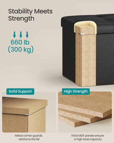 SONGMICS MAZIE boosts versatility as storage, bench, or footrest.