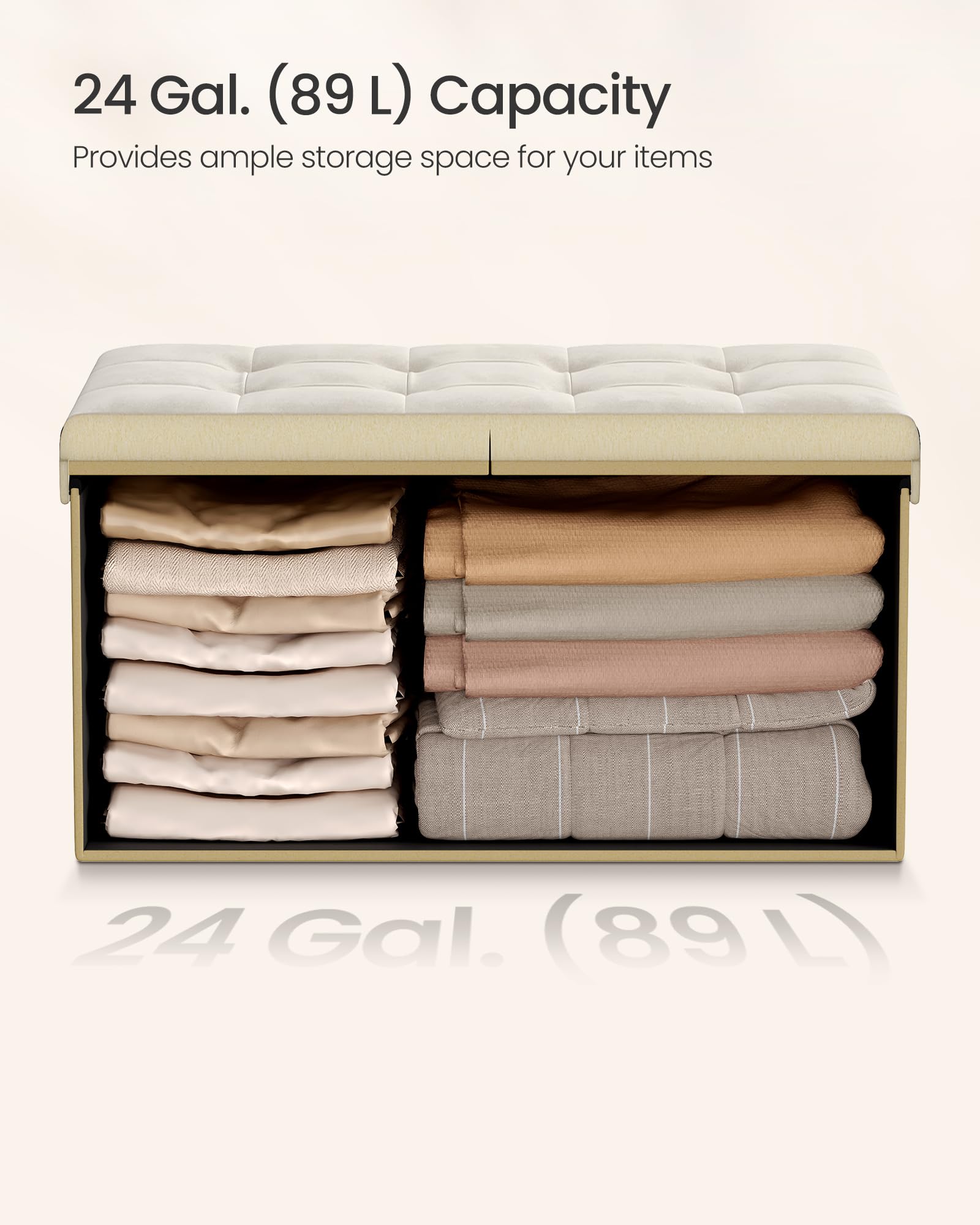 SongMics Mazie ottoman used as coffee table, versatile surface and seating.