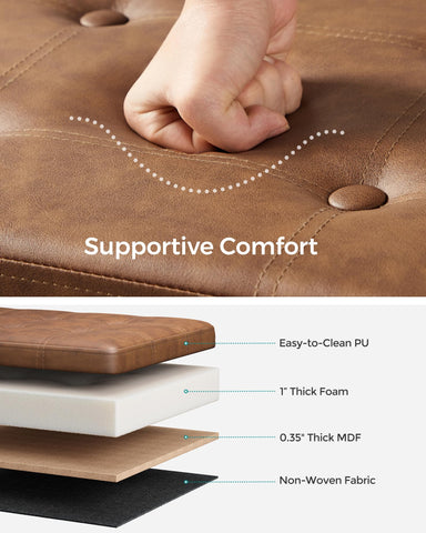SONGMICS Mazie padded-seat close-up highlighting 1 in. foam comfort.