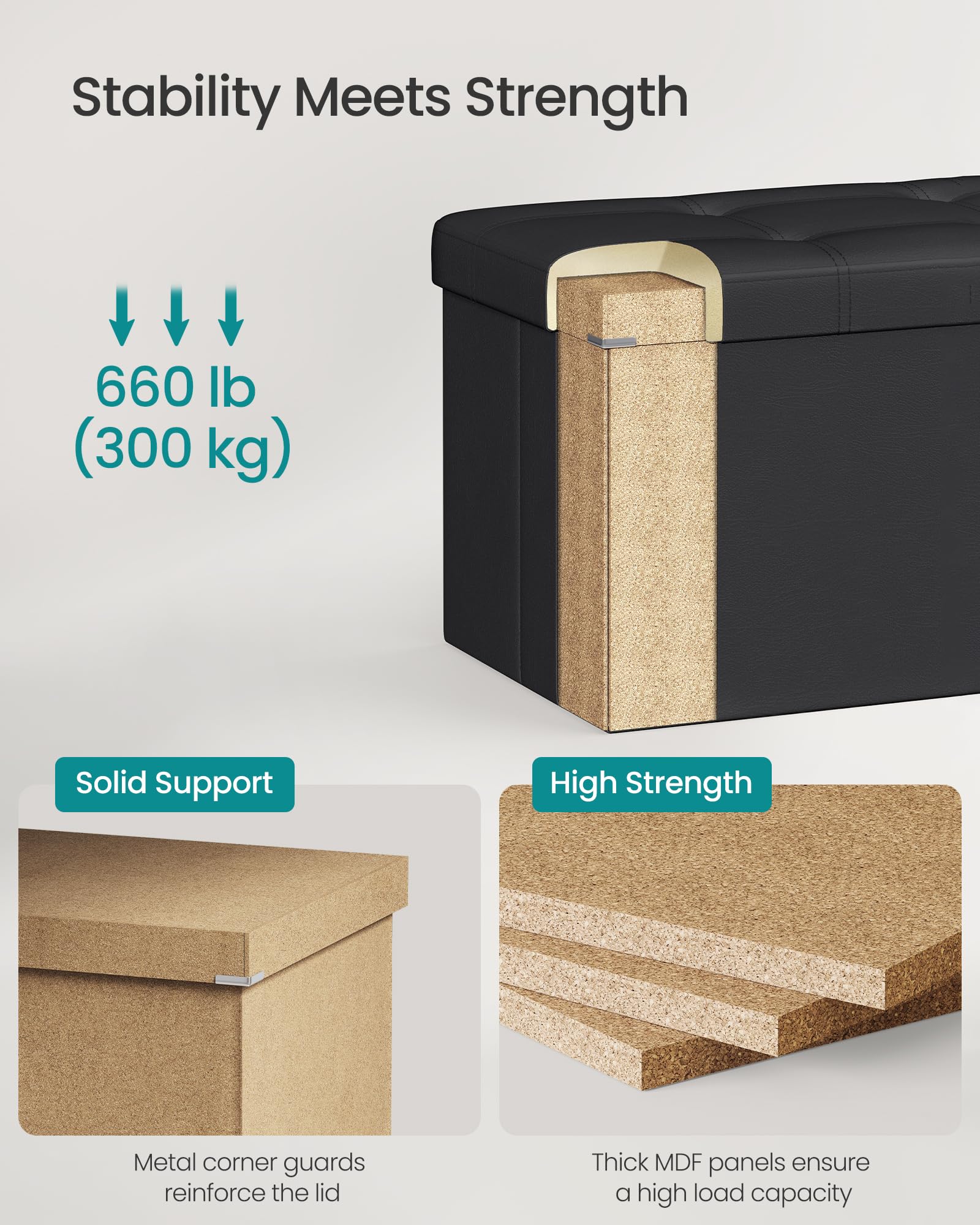 SONGMICS Mazie padded seat with 1-inch foam for comfortable seating