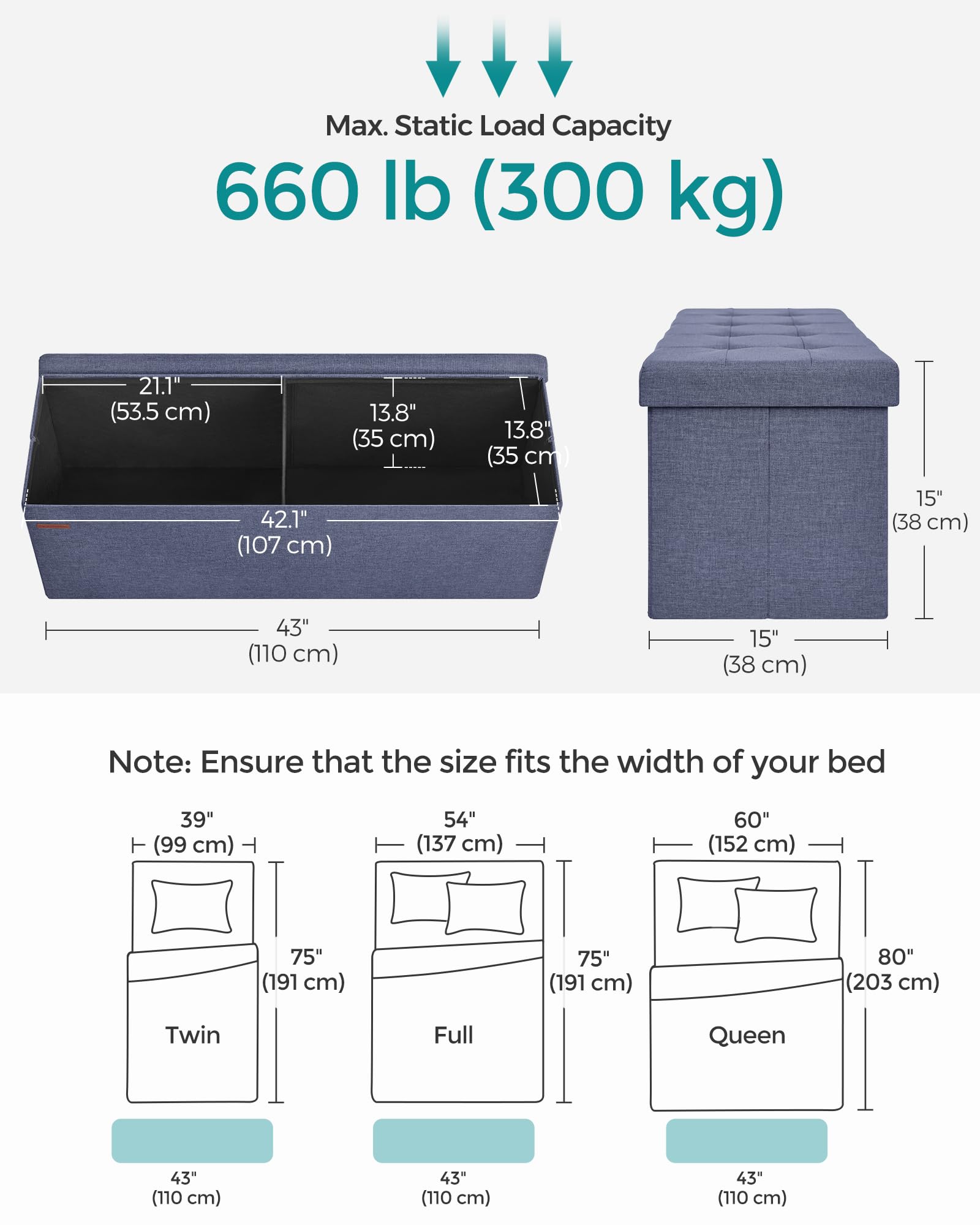 SONGMICS MAZIE removable divider helps keep textiles neatly sorted.