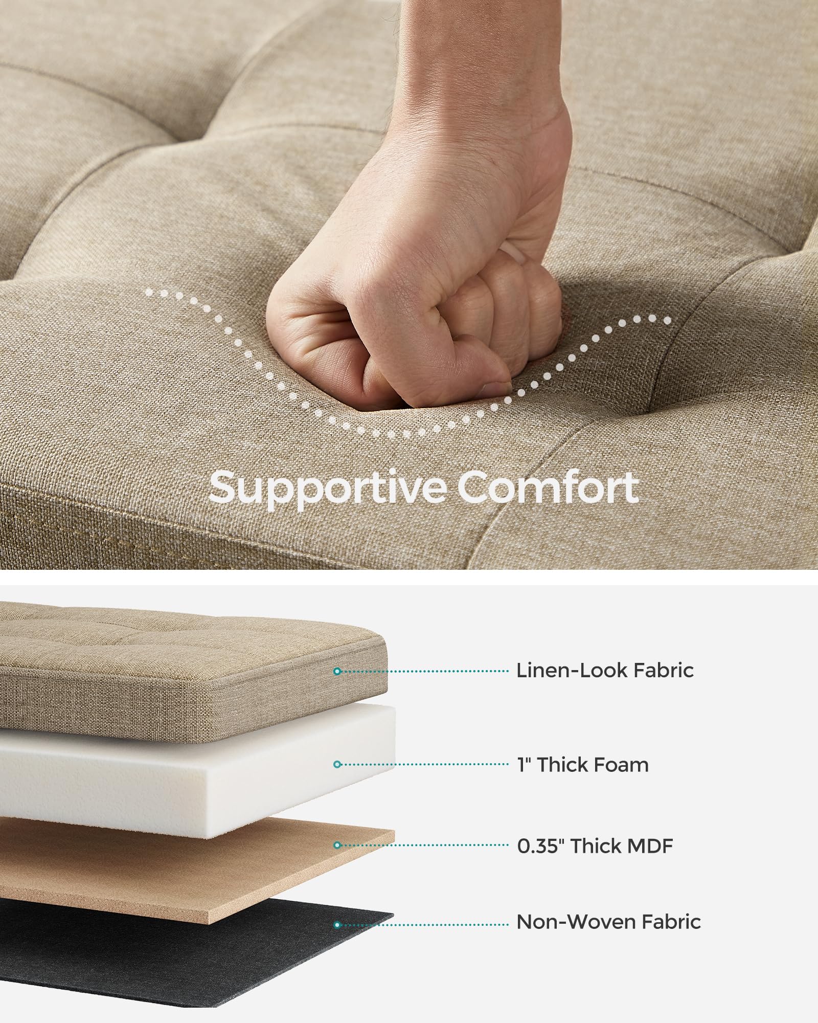 Songmics MAZIE removable divider helps organize blankets and clothing.