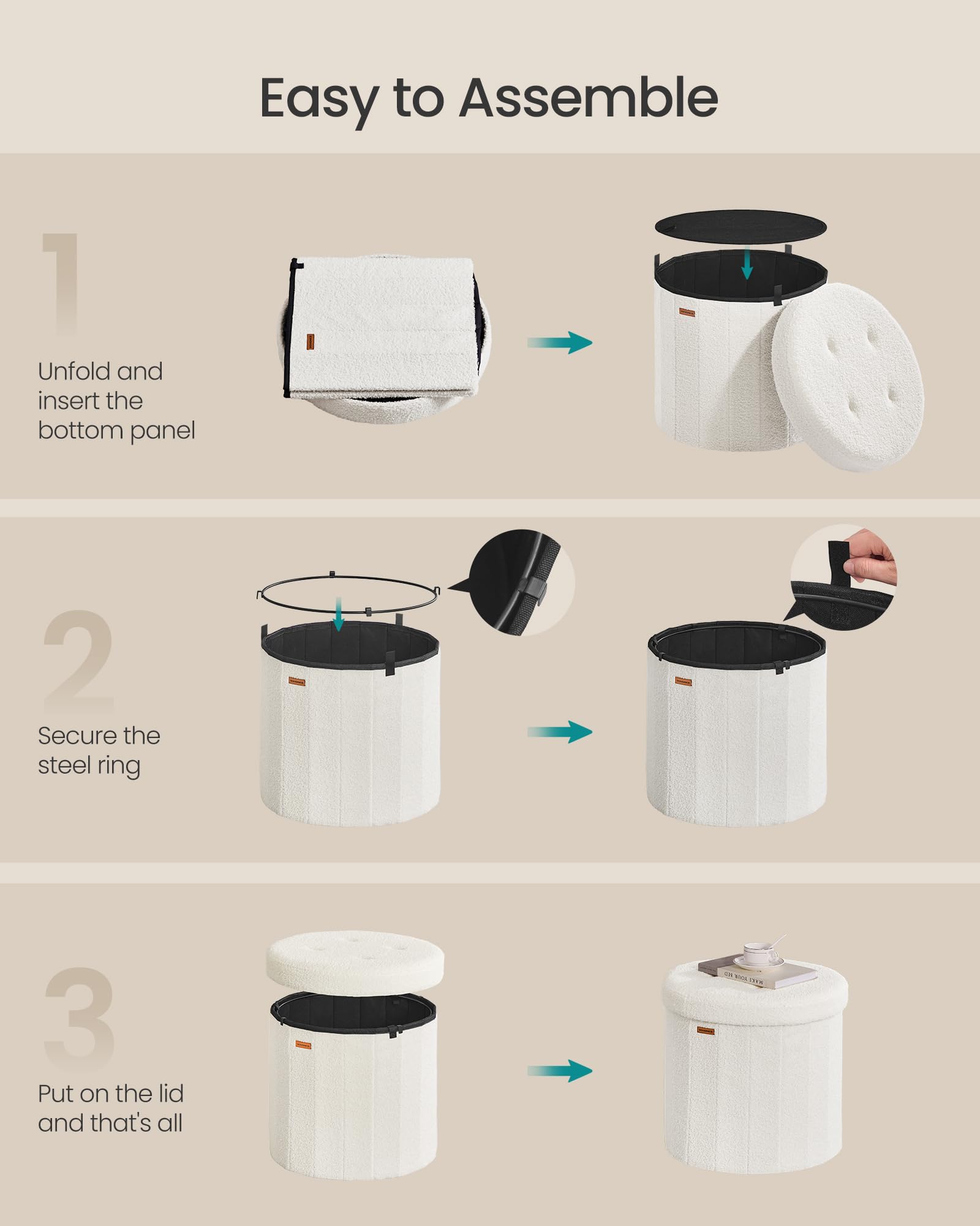 SONGMICS Mazie lid open displaying generous internal storage capacity