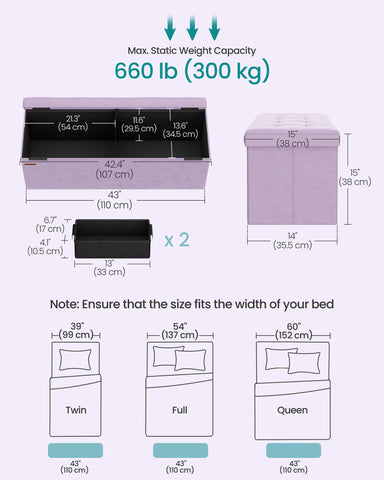 SongMics Mazie storage ottoman sturdy lid and 660 lb load capacity