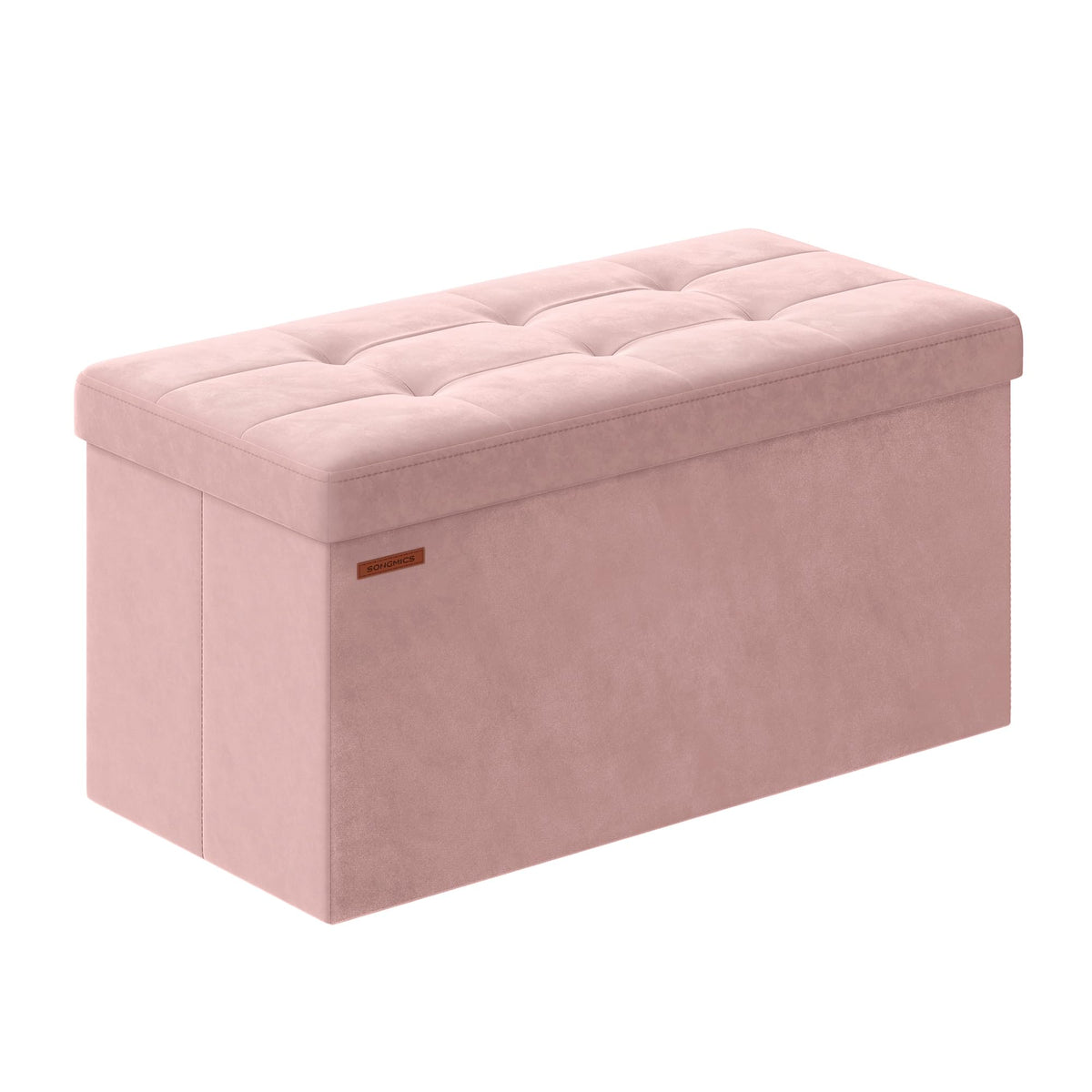 Songmics Mazie storage ottoman bench folded for compact storage and quick setup