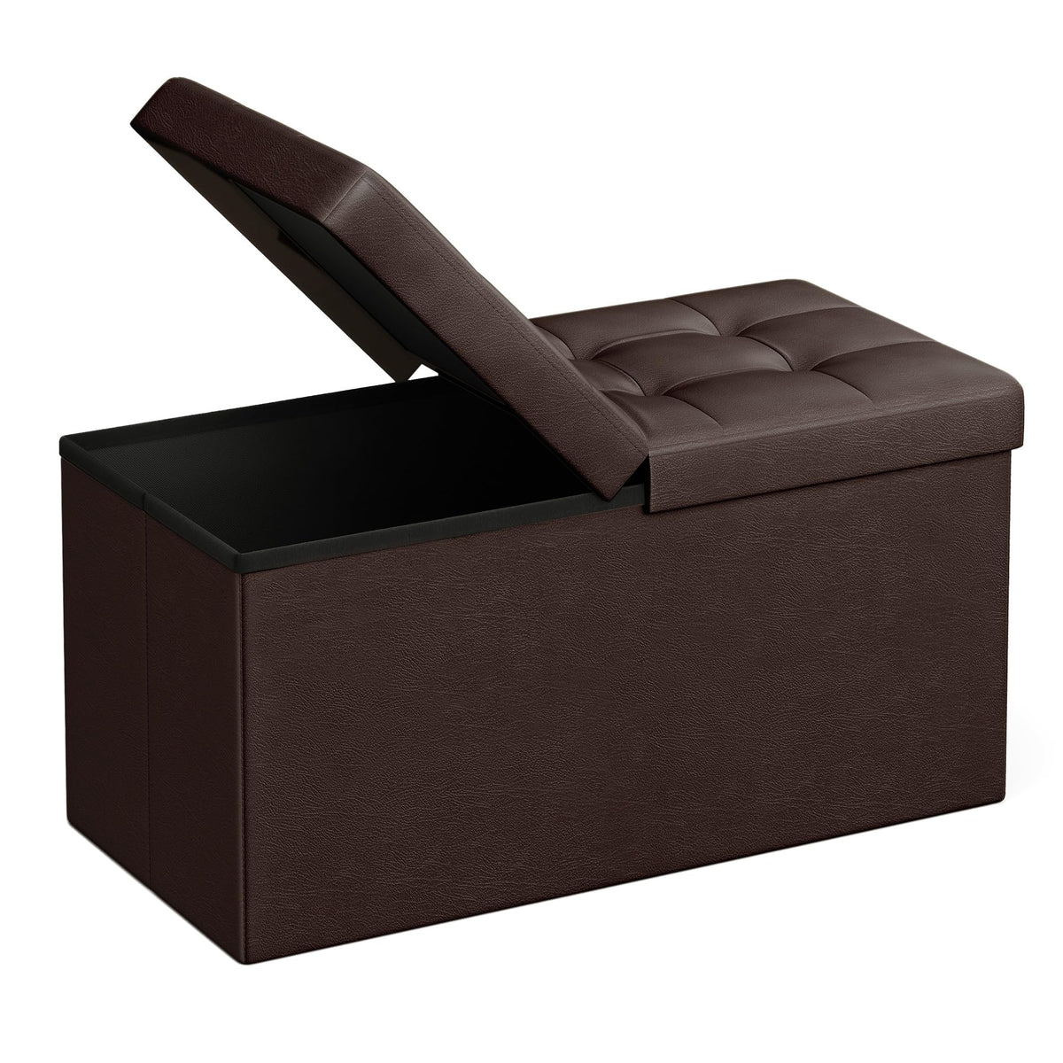 SONGMICS MAZIE brown storage ottoman closed lid, sturdy seating with hidden storage
