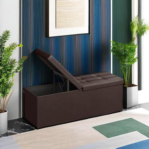 SONGMICS MAZIE synthetic leather surface is easy to wipe clean.