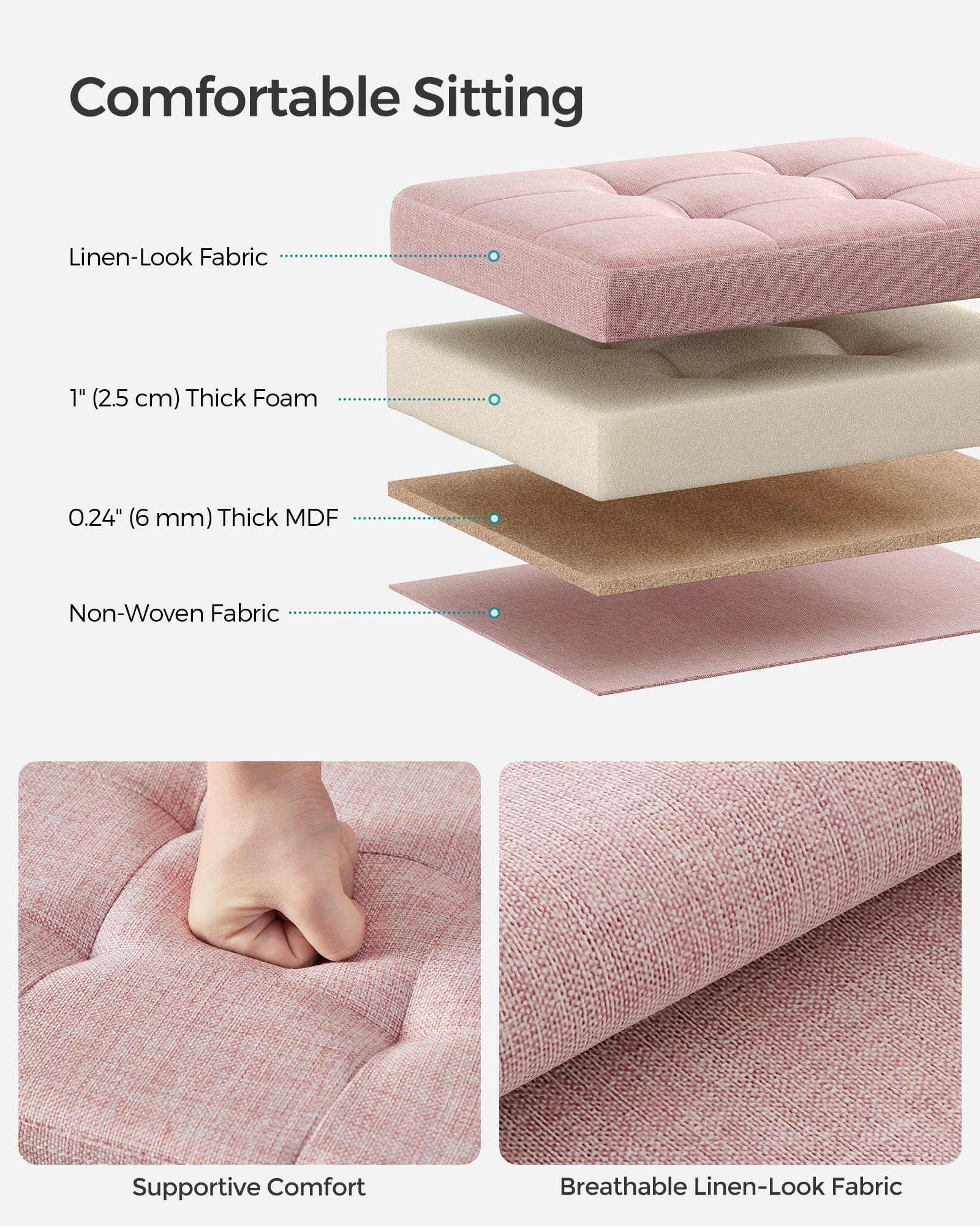 Songmics MAZIE tufted linen-look fabric adds stylish, comfortable surface to any room