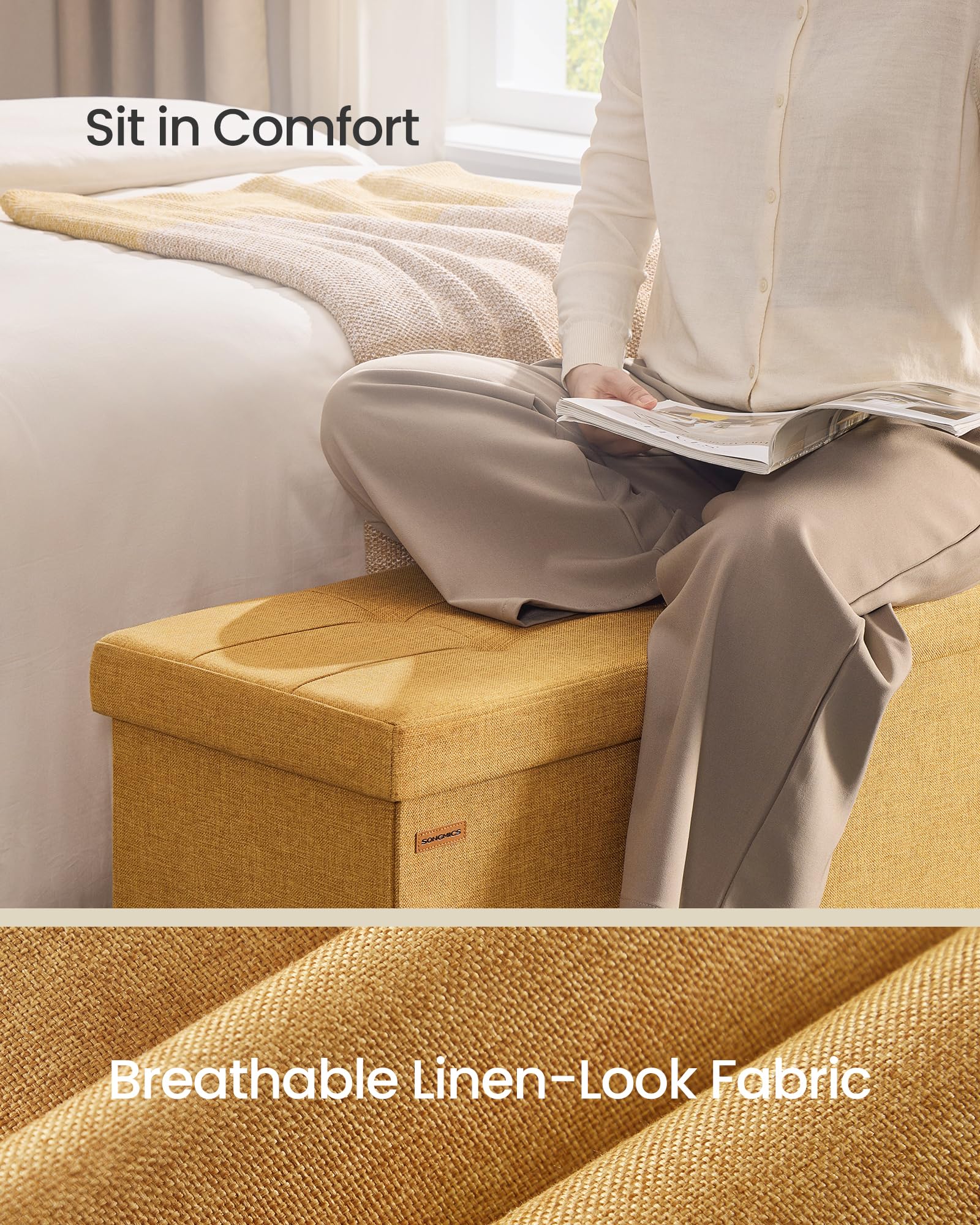 SONGMICS Mazie linen-look tufted finish adds understated style and comfort