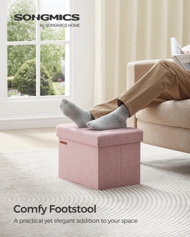 Songmics MAZIE ottoman opens to reveal 32 L of hidden storage for clothes and books