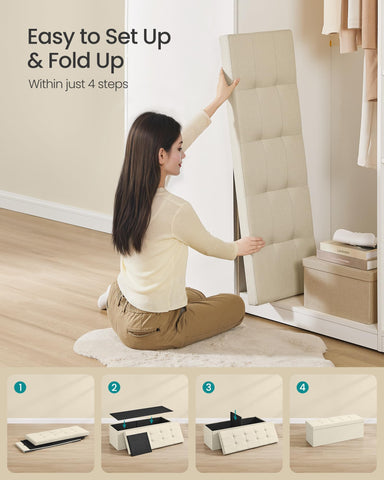 Foldable Mazie folds flat for under-bed storage