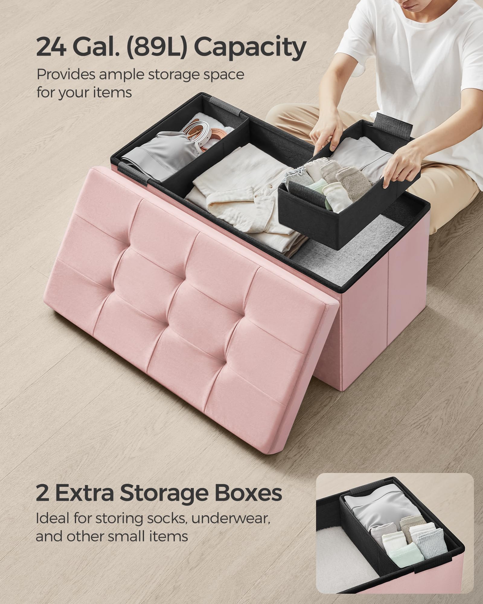 Songmics Mazie velvet tufted surface adds style and comfort