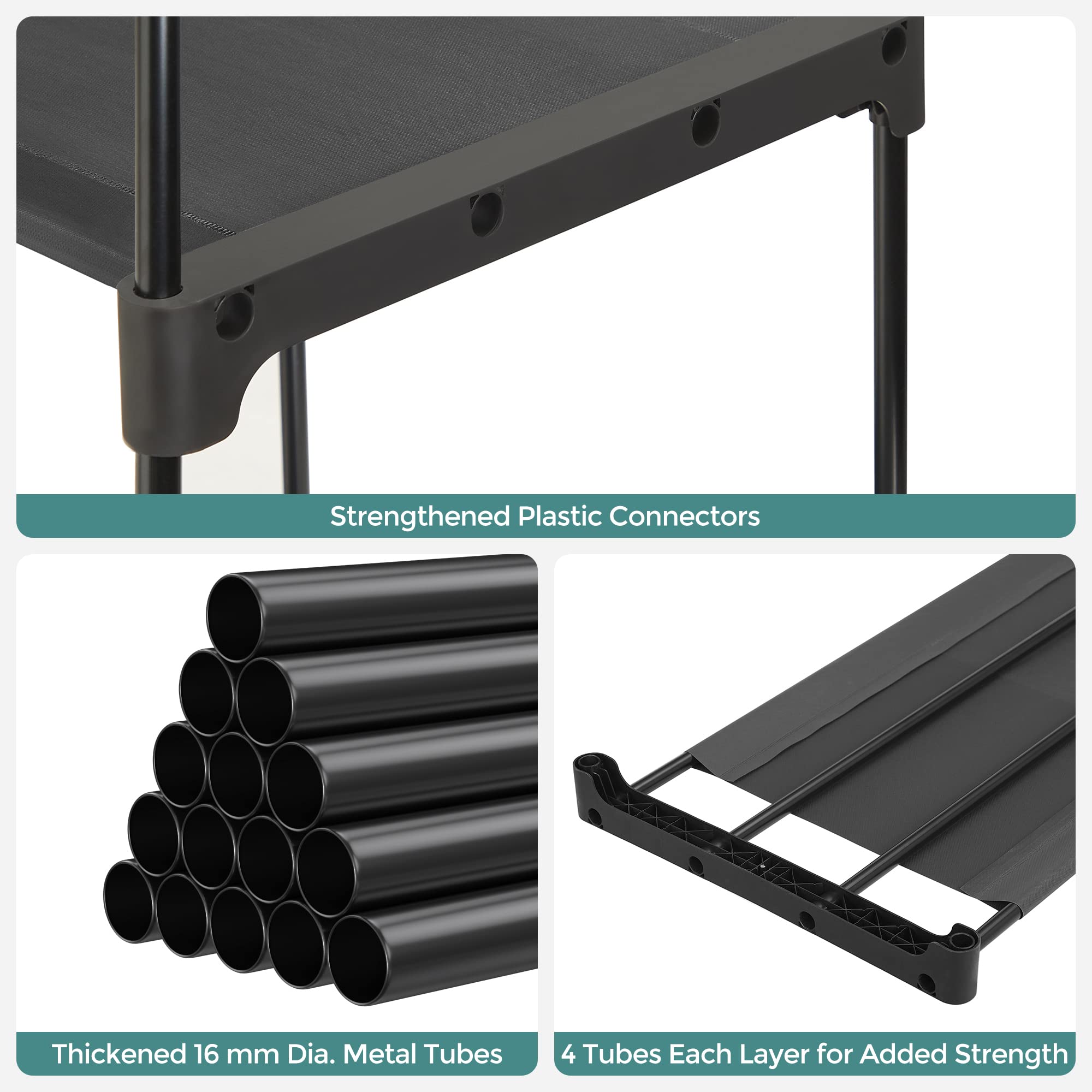 SONGMICS metal frame close-up highlights robust construction and durability.