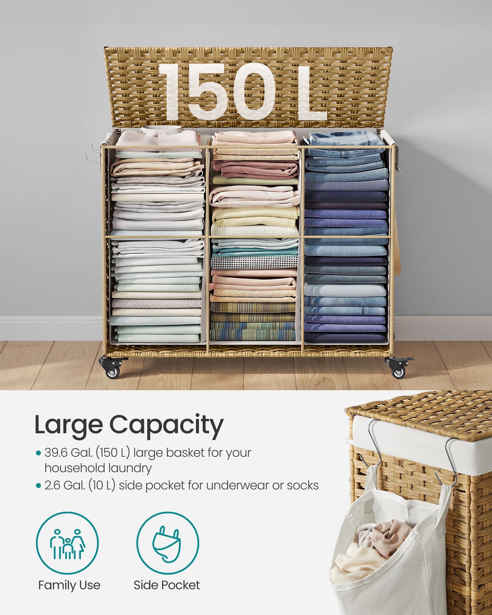 Songmics sturdy metal frame supports heavy loads.