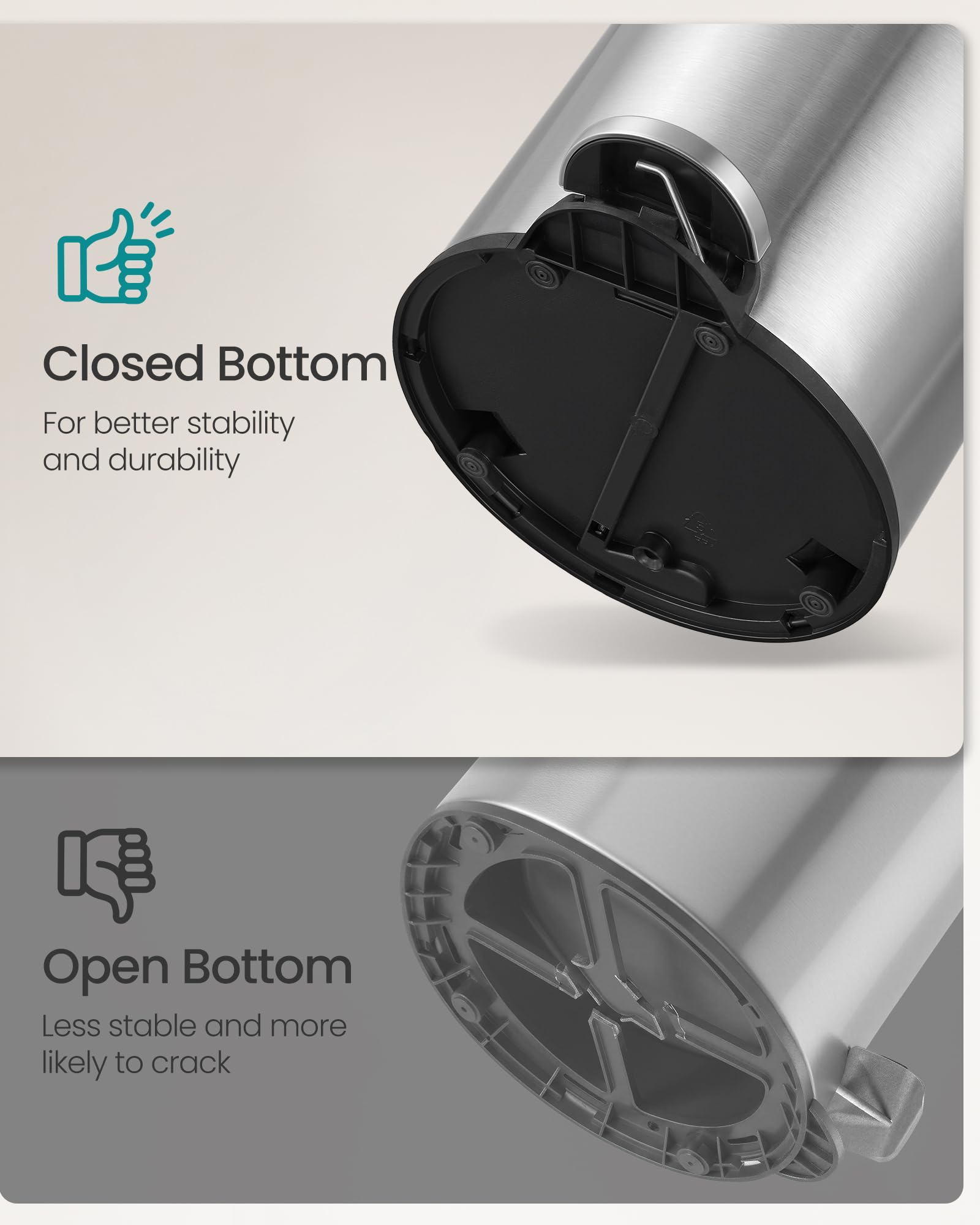 SONGMICS metallic-silver finish adds a modern touch to baths.