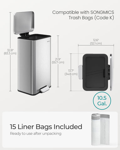 SONGMICS easy-clean stainless steel surface wipes clean quickly.