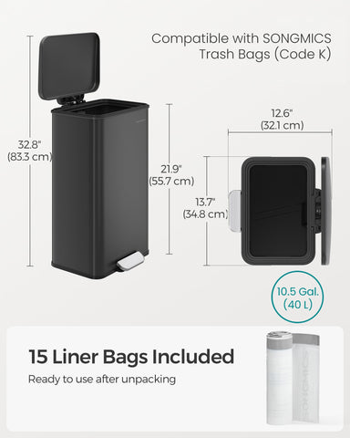 SONGMICS modern black finish complements kitchen decor.