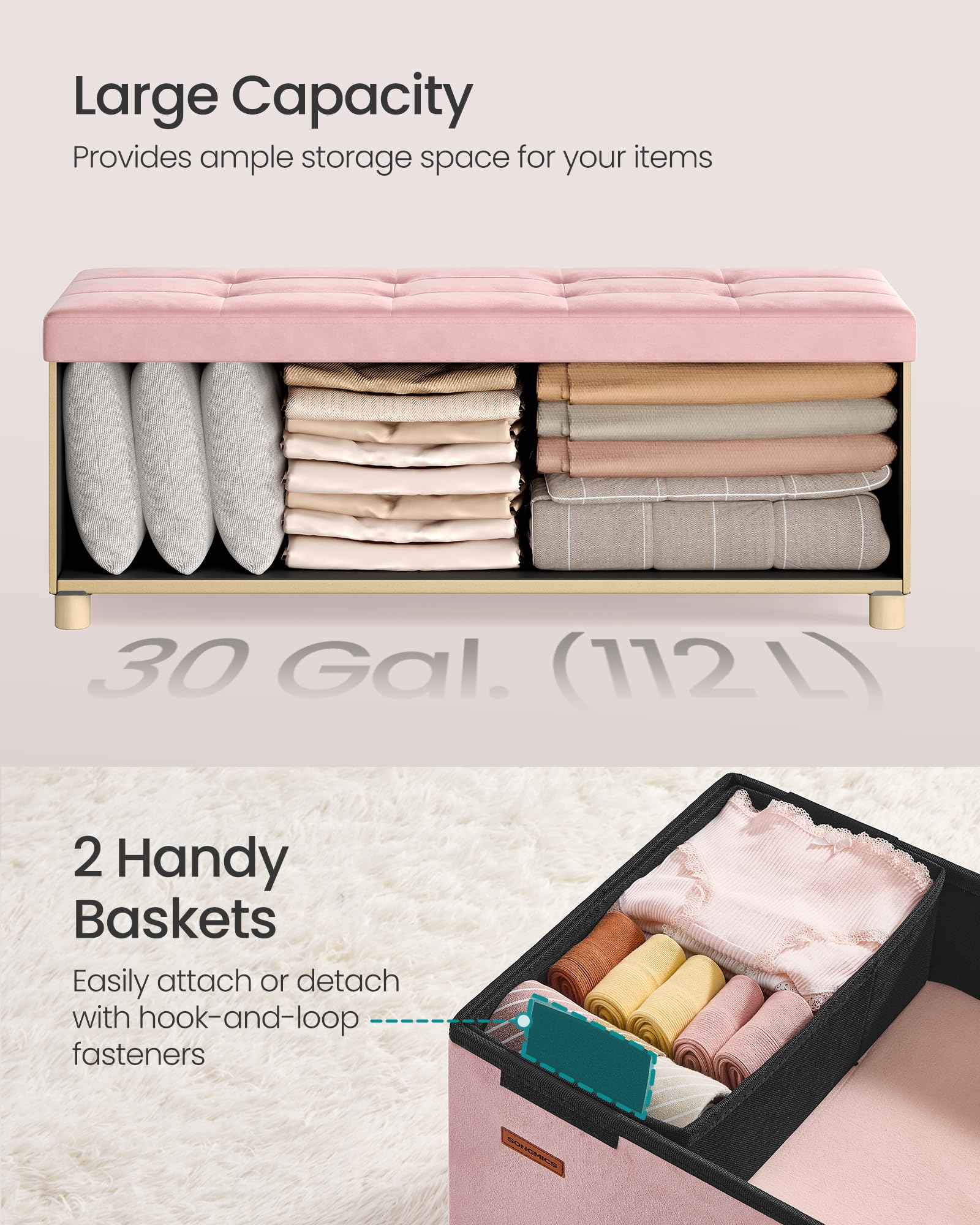SONGMICS multi-use footrest and coffee table for rooms of all sizes