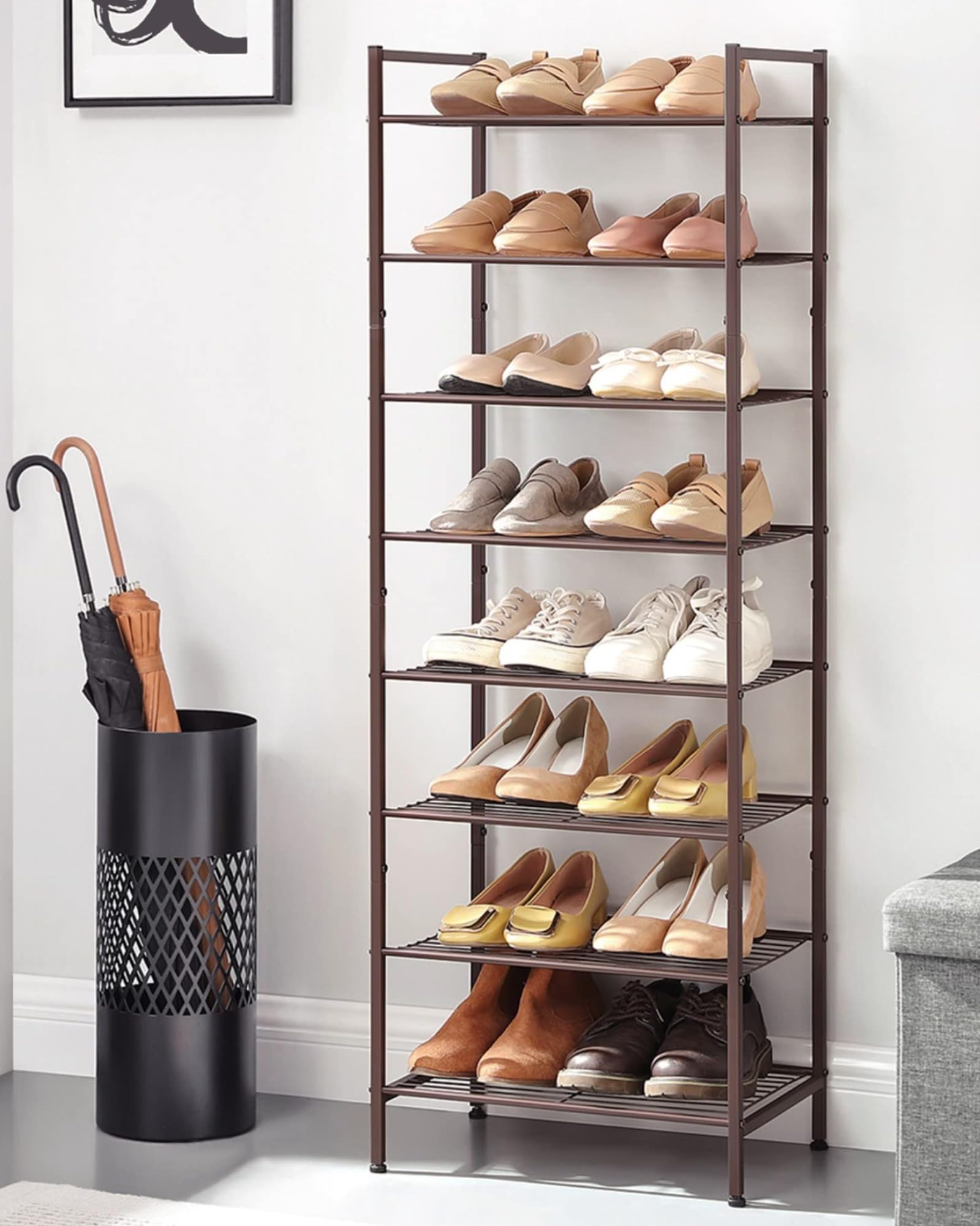 SONGMICS Narrow Shoe Rack easy assembly with labeled parts.