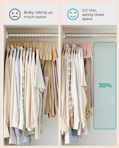 Songmics non-slip velvet shoulders keep tops in place on the hanger
