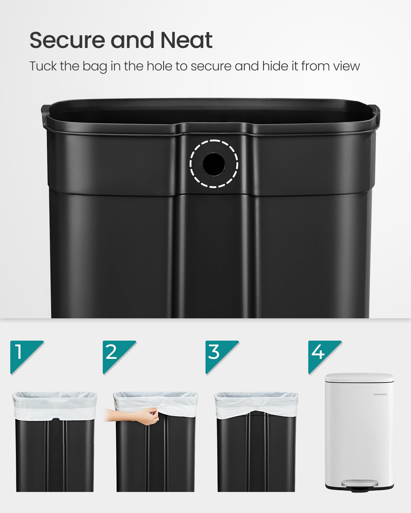Songmics lid opens with one hand and stays open for loading