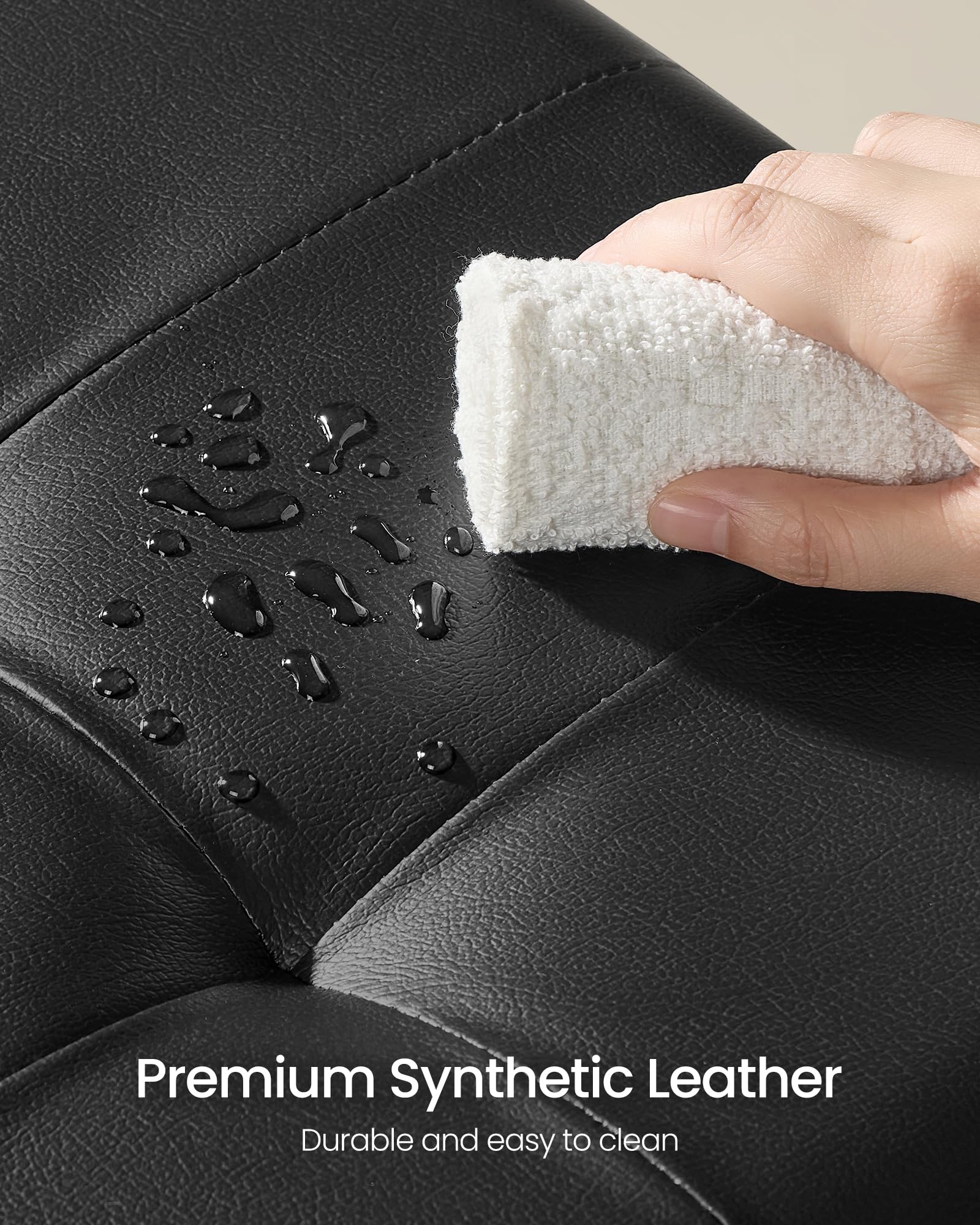 SongMICS ink black ottoman side view demonstrates versatility in living spaces.