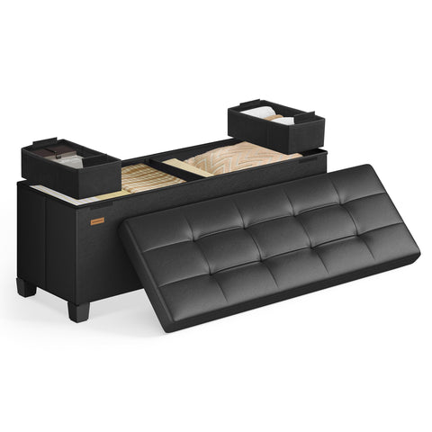 SongMICS storage ottoman ink black top view for stylish seating and hidden storage.