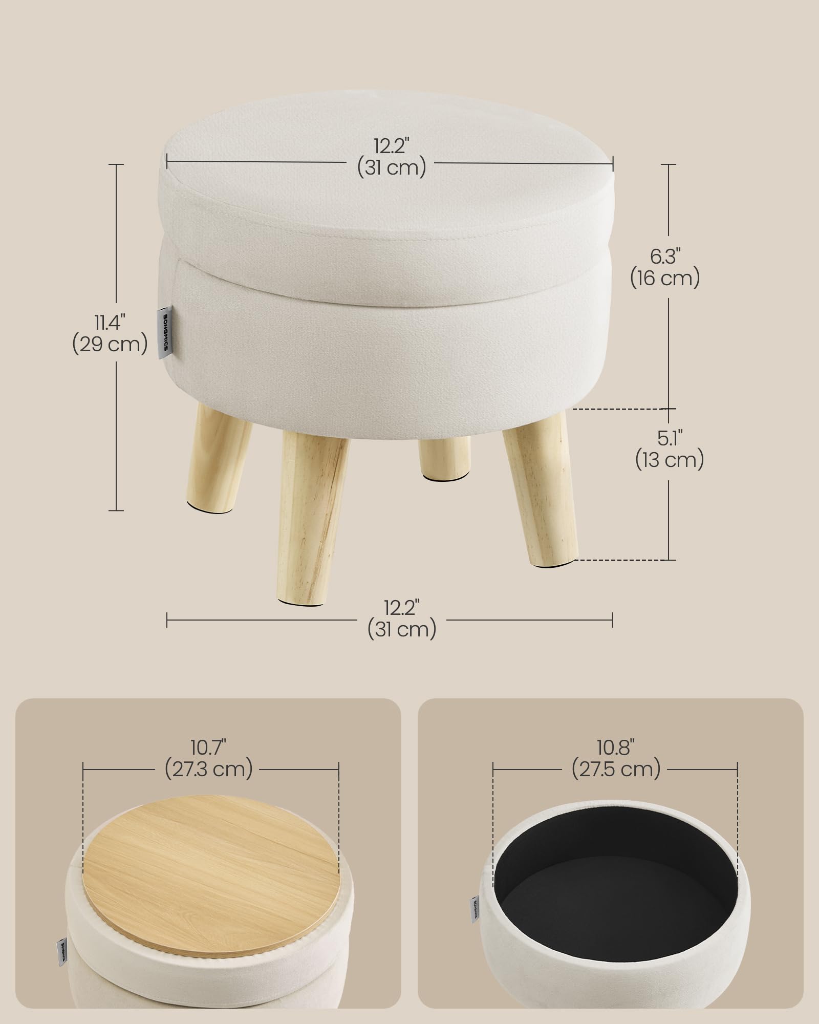 Songmics flip-lid ottoman doubles as a small side table.