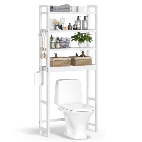 SONGMICS over-the-toilet storage 4-tier keeps towels and toiletries within reach.