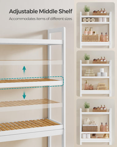 SONGMICS bottom-space feature demonstrates roomy clearance over standard toilets.