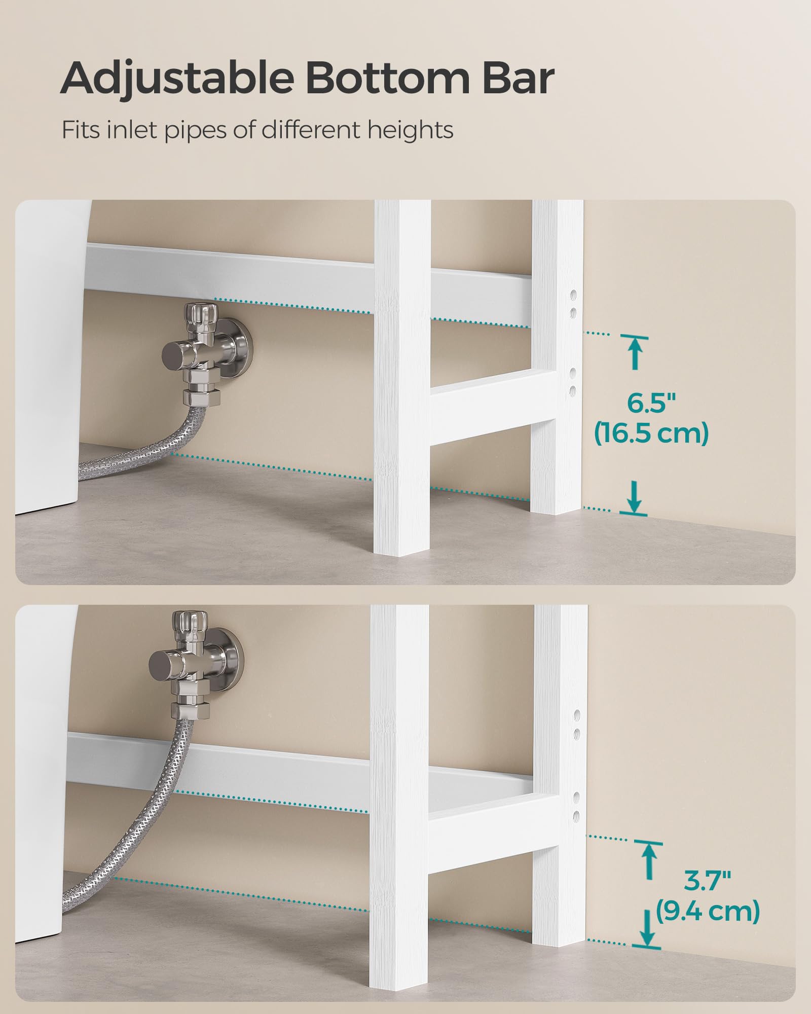 SONGMICS includes four hooks for towel and accessory storage.
