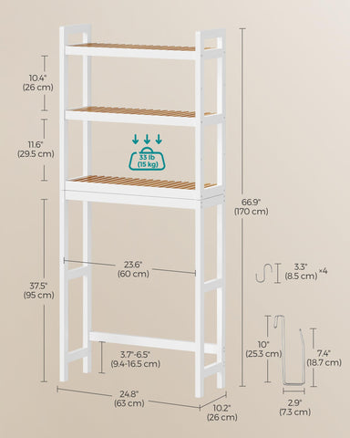 SONGMICS toilet paper holder integrated for easy access.