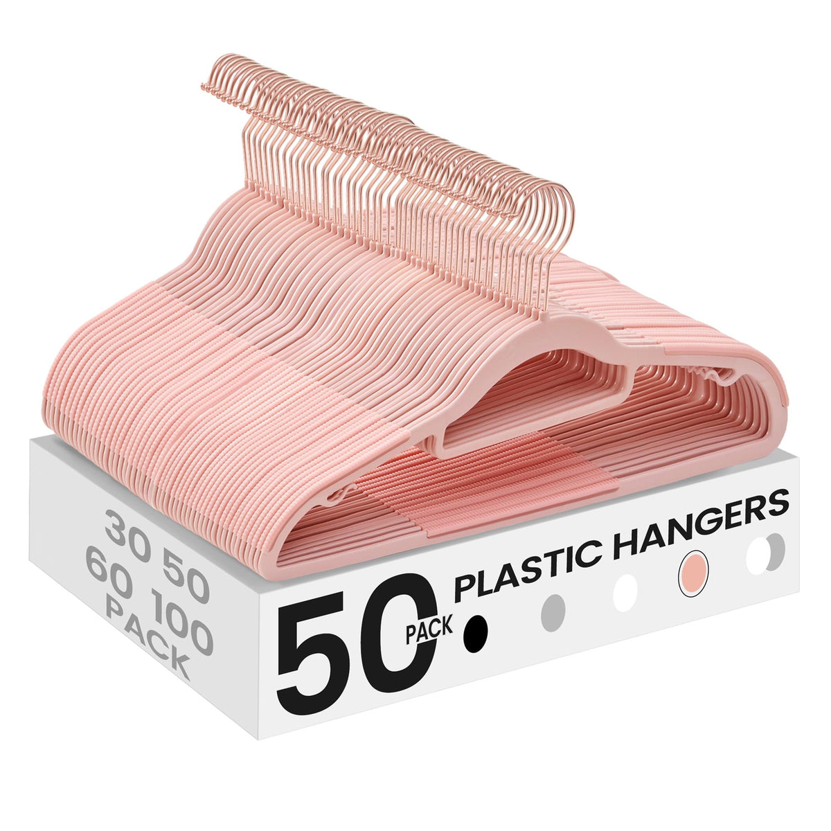 SONGMICS light pink coat hangers with rose-gold hooks for neat, space-saving closets.