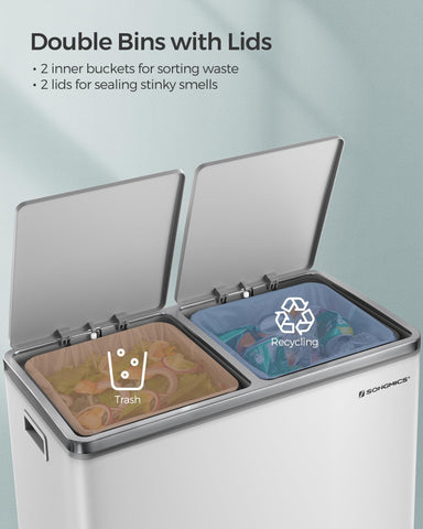 SONGMICS pedal-operated lid frees hands during cooking and cleanup.