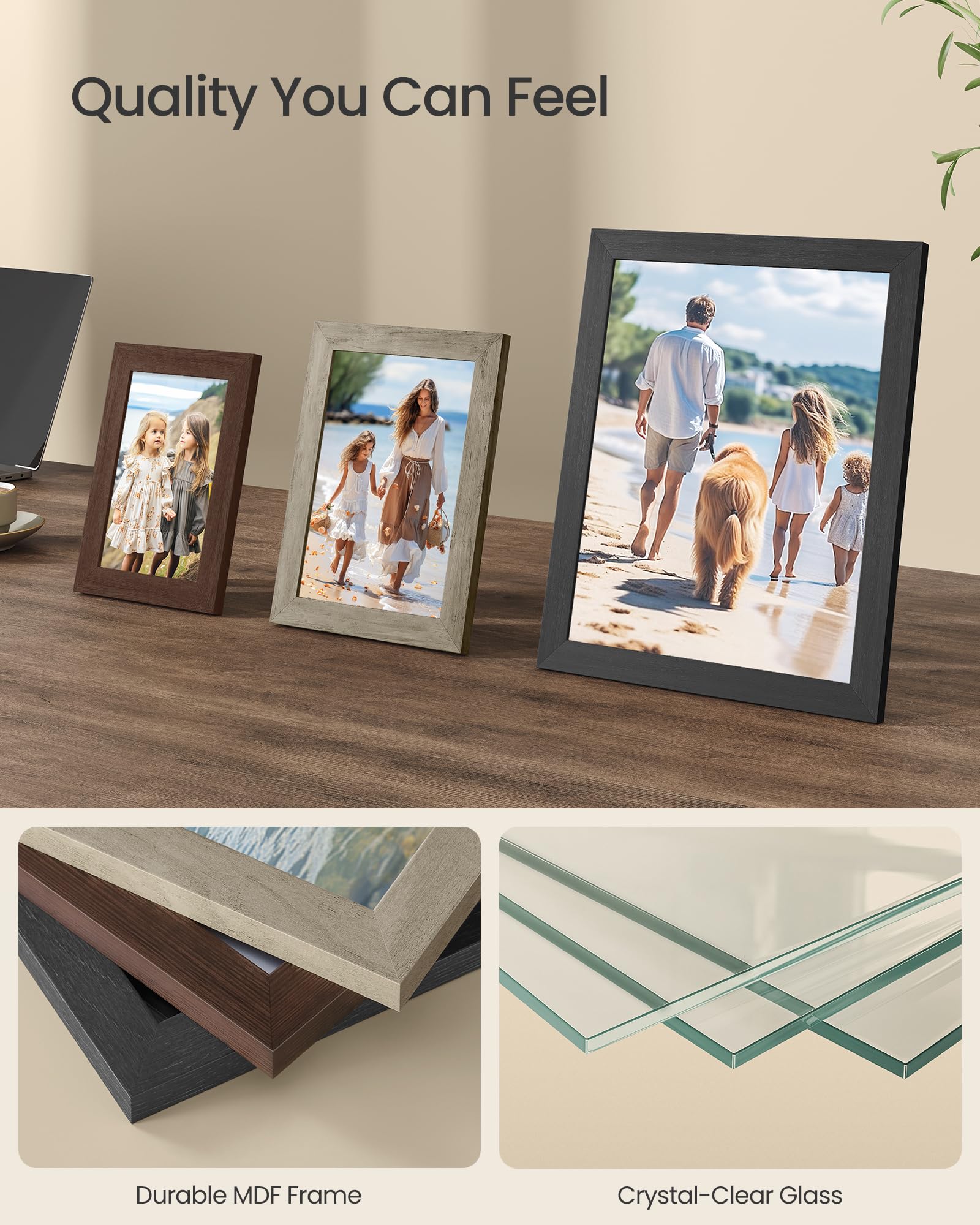 SONGMICS picture frames turn-buttons back, easy photo changes for seasonal memories.