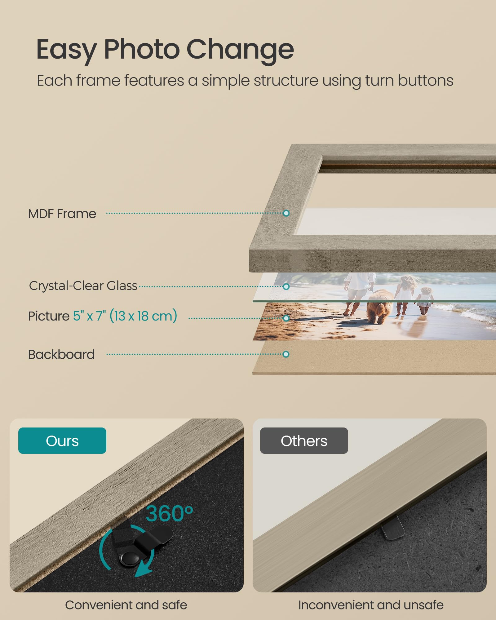 SONGMICS picture frames varied sizes layout, perfect for a dynamic photo collage.