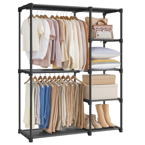 SONGMICS portable closet assembly shows quick, tool-free setup for fast organization.