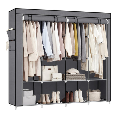 SONGMICS portable closet cover in gray shields clothes from dust