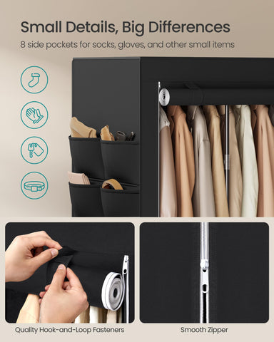 SONGMICS sturdy steel rods provide reliable support for daily outfits.