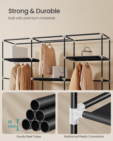 SONGMICS easy-assembly wardrobe with tool-free setup for fast use.