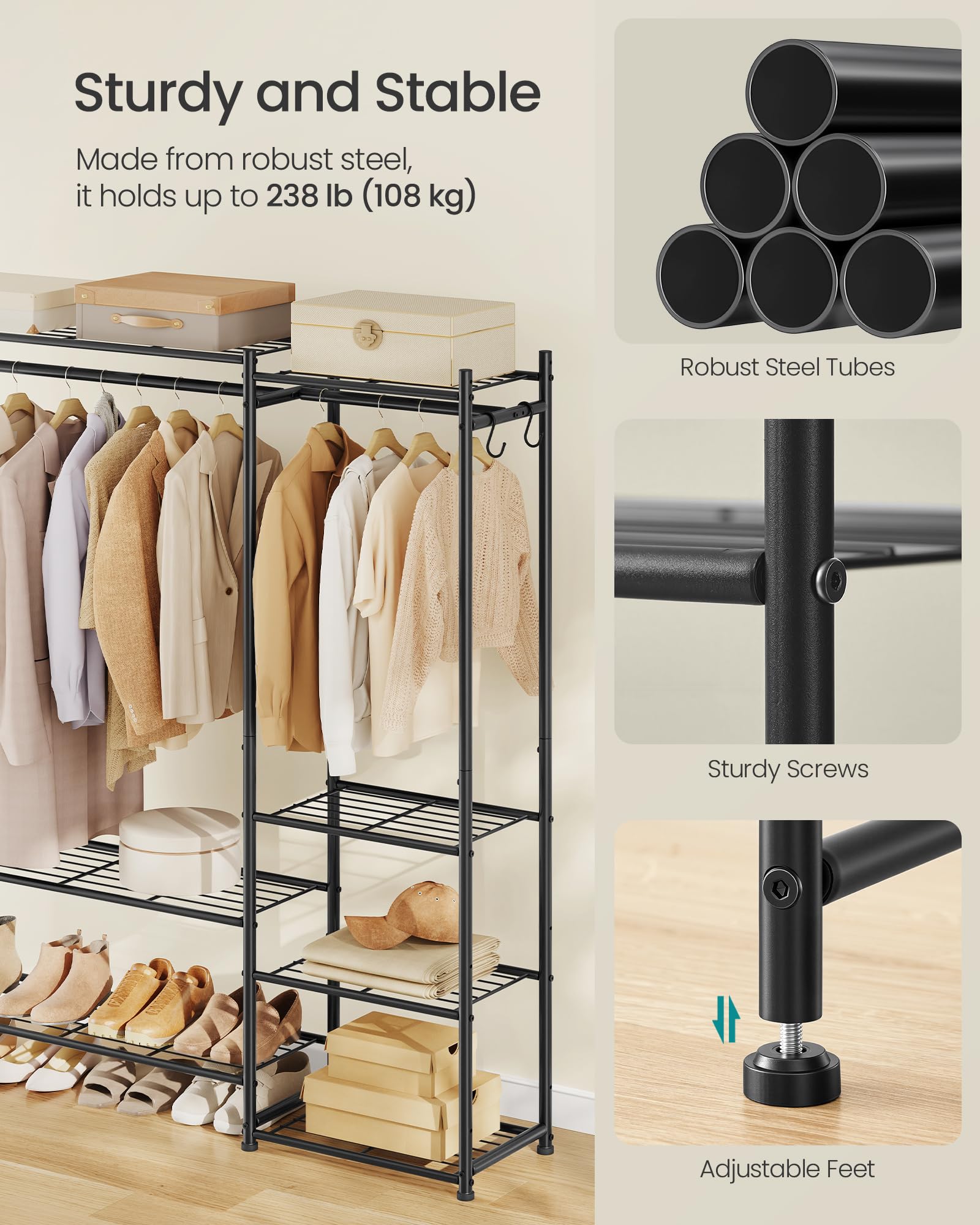 Songmics closet wardrobe assembly with Allen key for quick setup