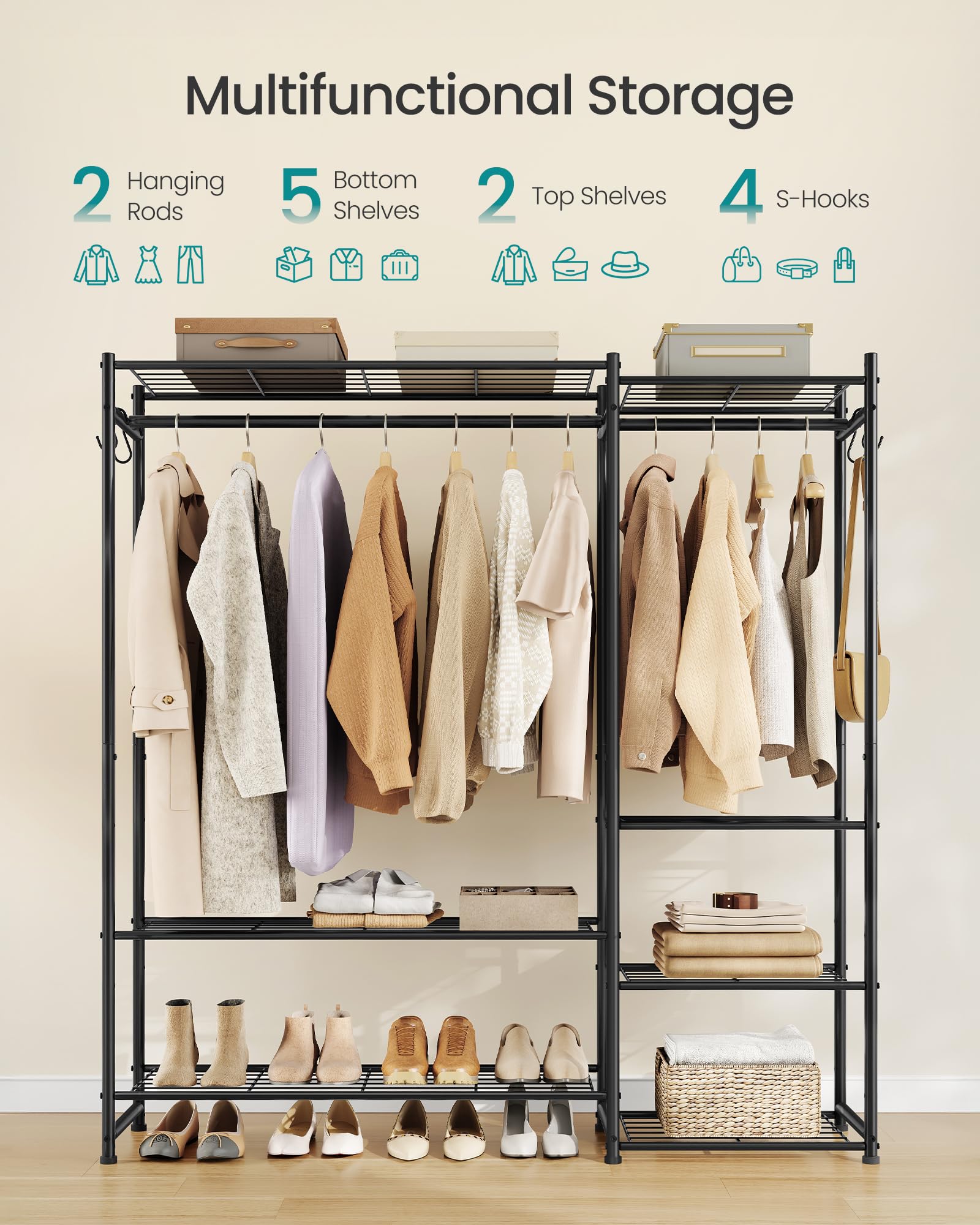 Songmics wardrobe metal frame close-up with screws illustrating durability
